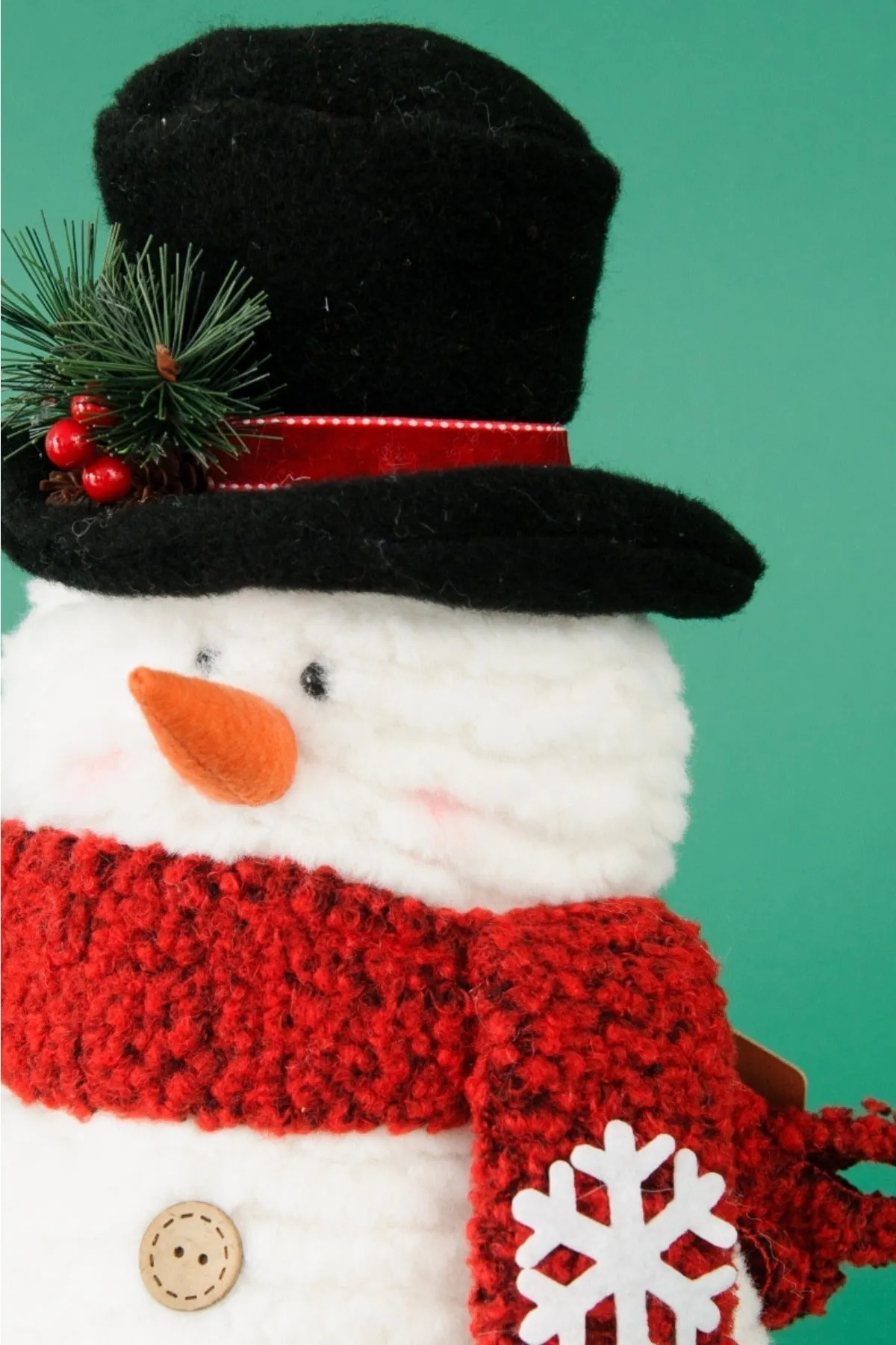 Fabric Snowman with Scarf and Black Hat