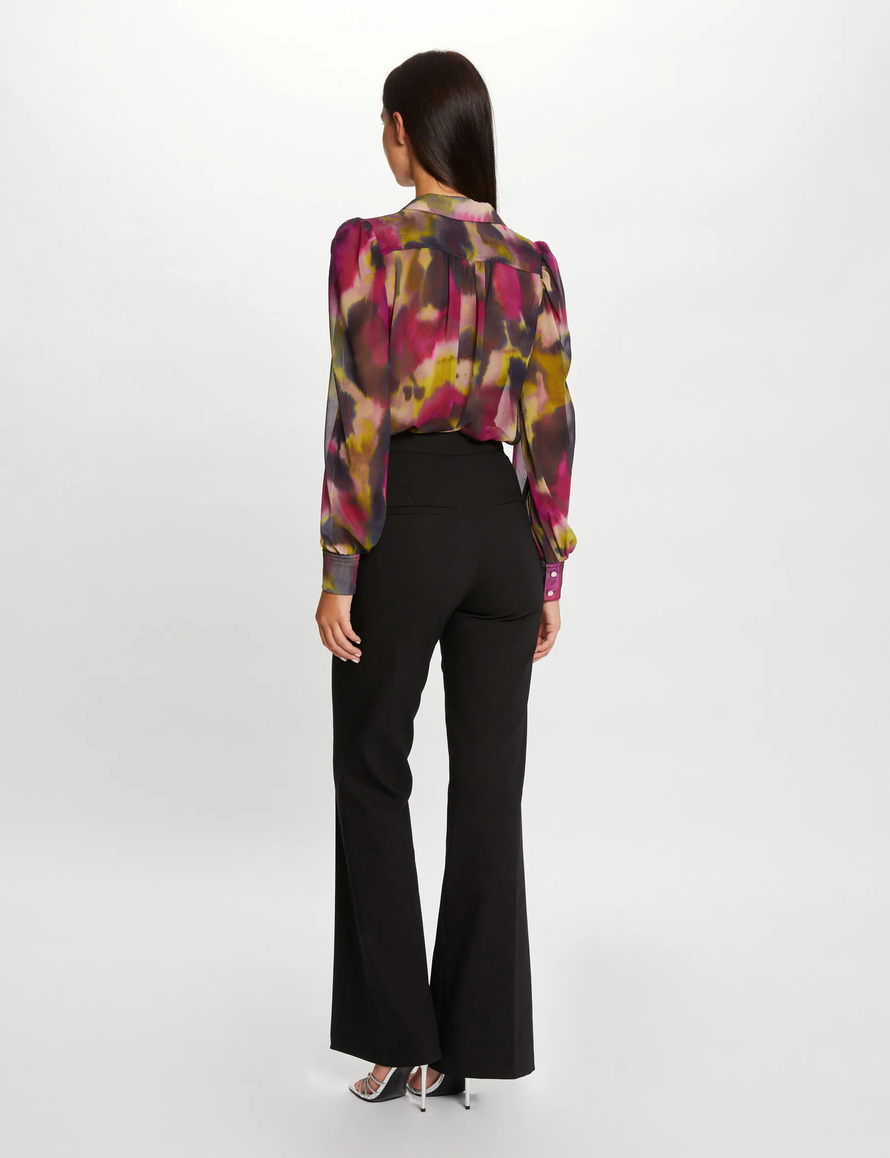 Flare city trousers with darts black women