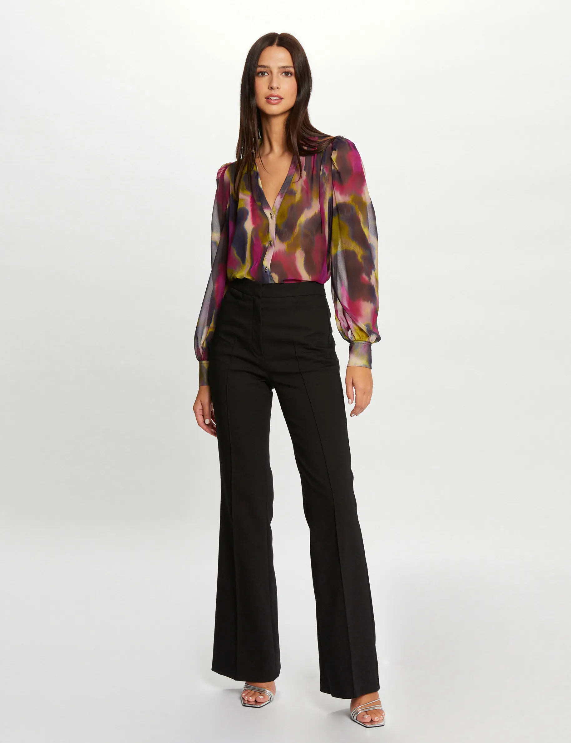 Flare city trousers with darts black women