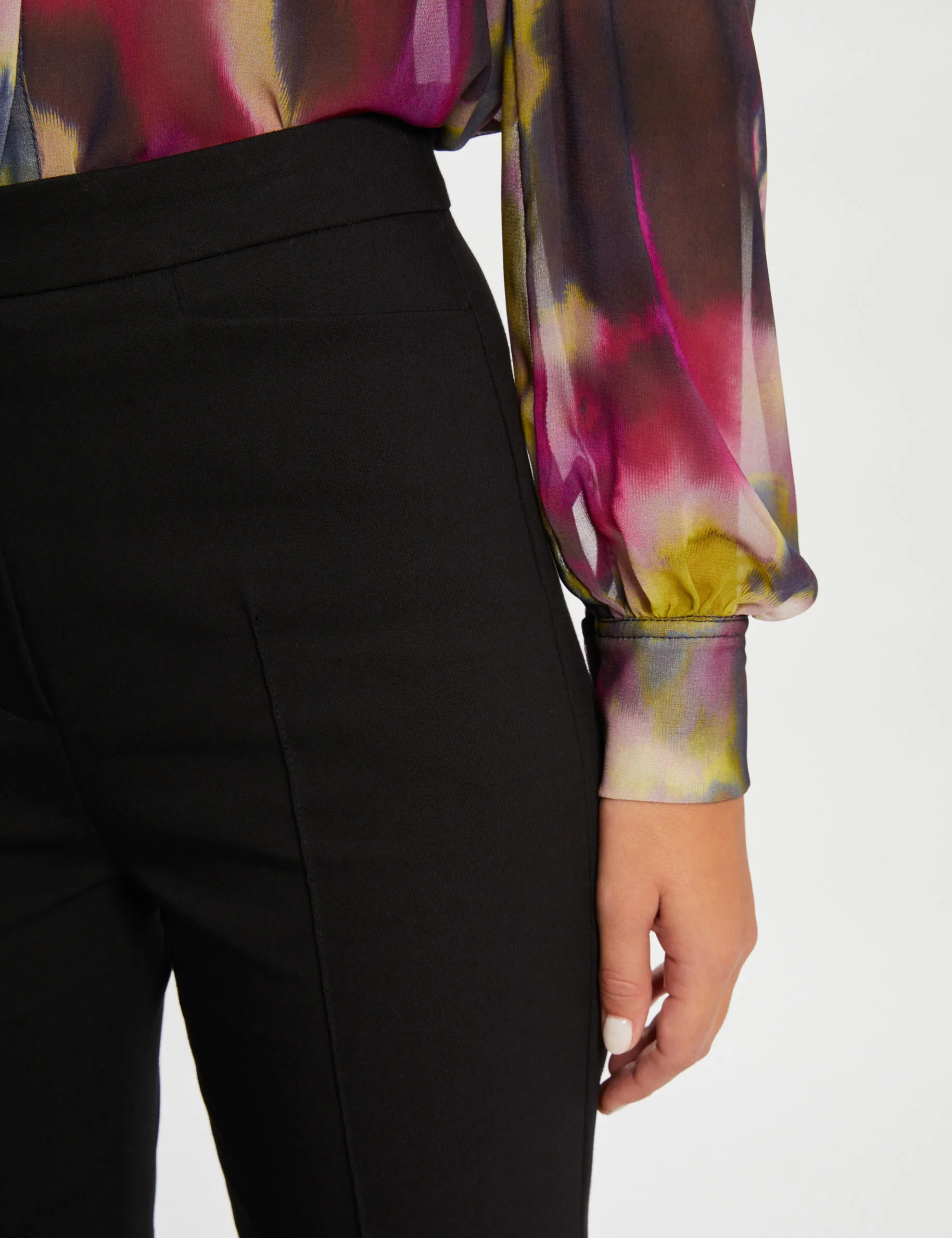 Flare city trousers with darts black women