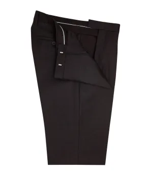 Flat Front Hook Plain Charcoal Grey Trousers