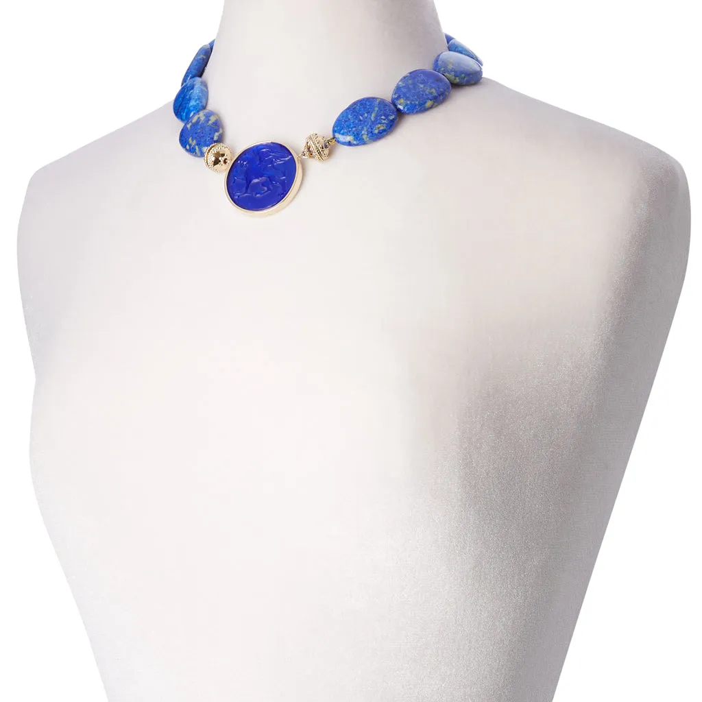 Flat Lapis Lazuli Stone Pendant Necklace