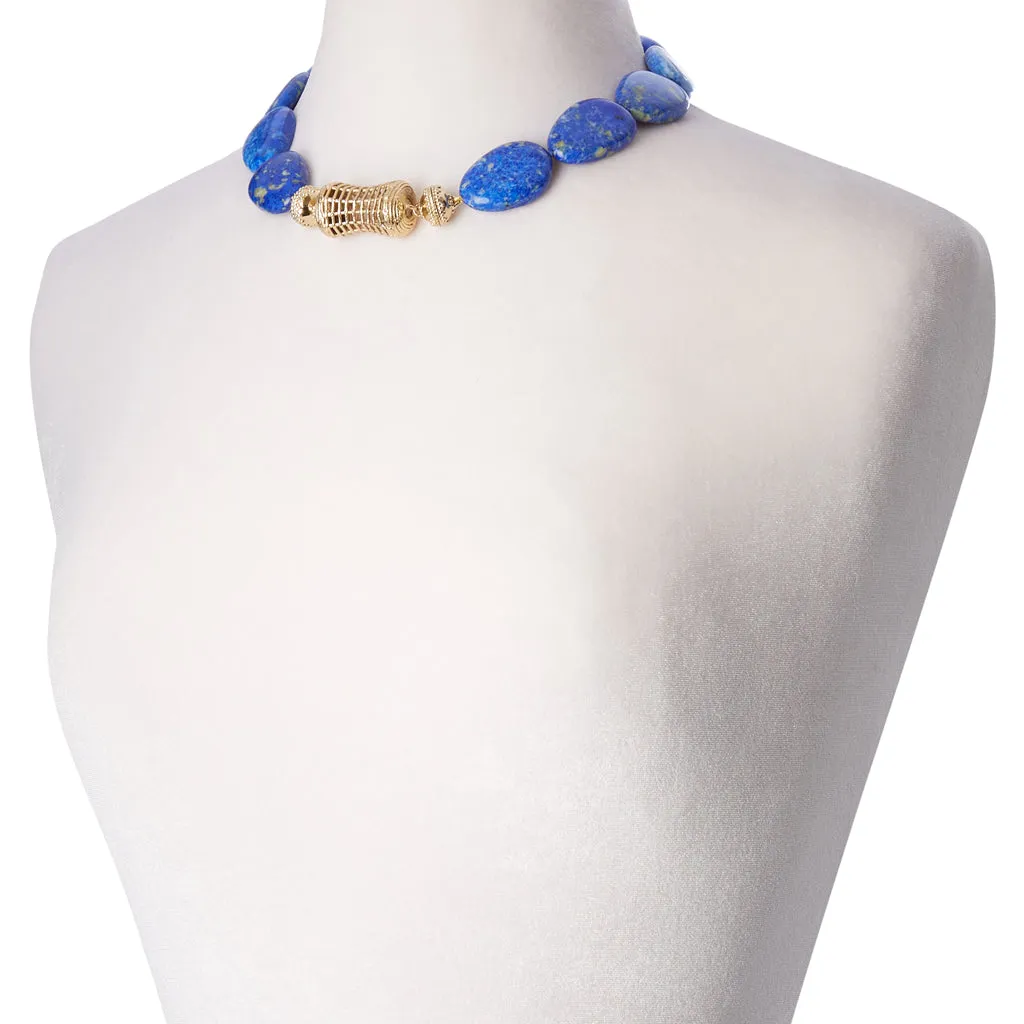 Flat Lapis Lazuli Stone Pendant Necklace