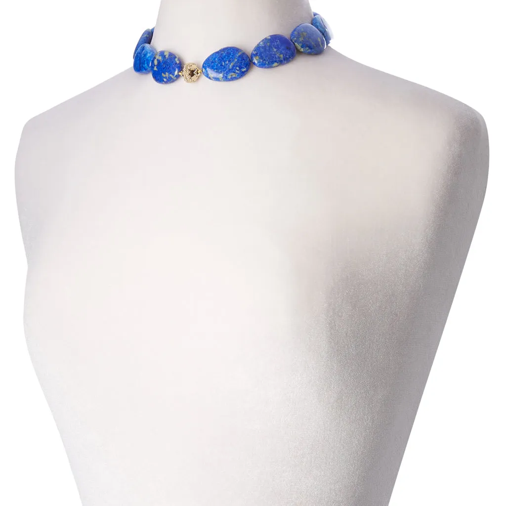 Flat Lapis Lazuli Stone Pendant Necklace