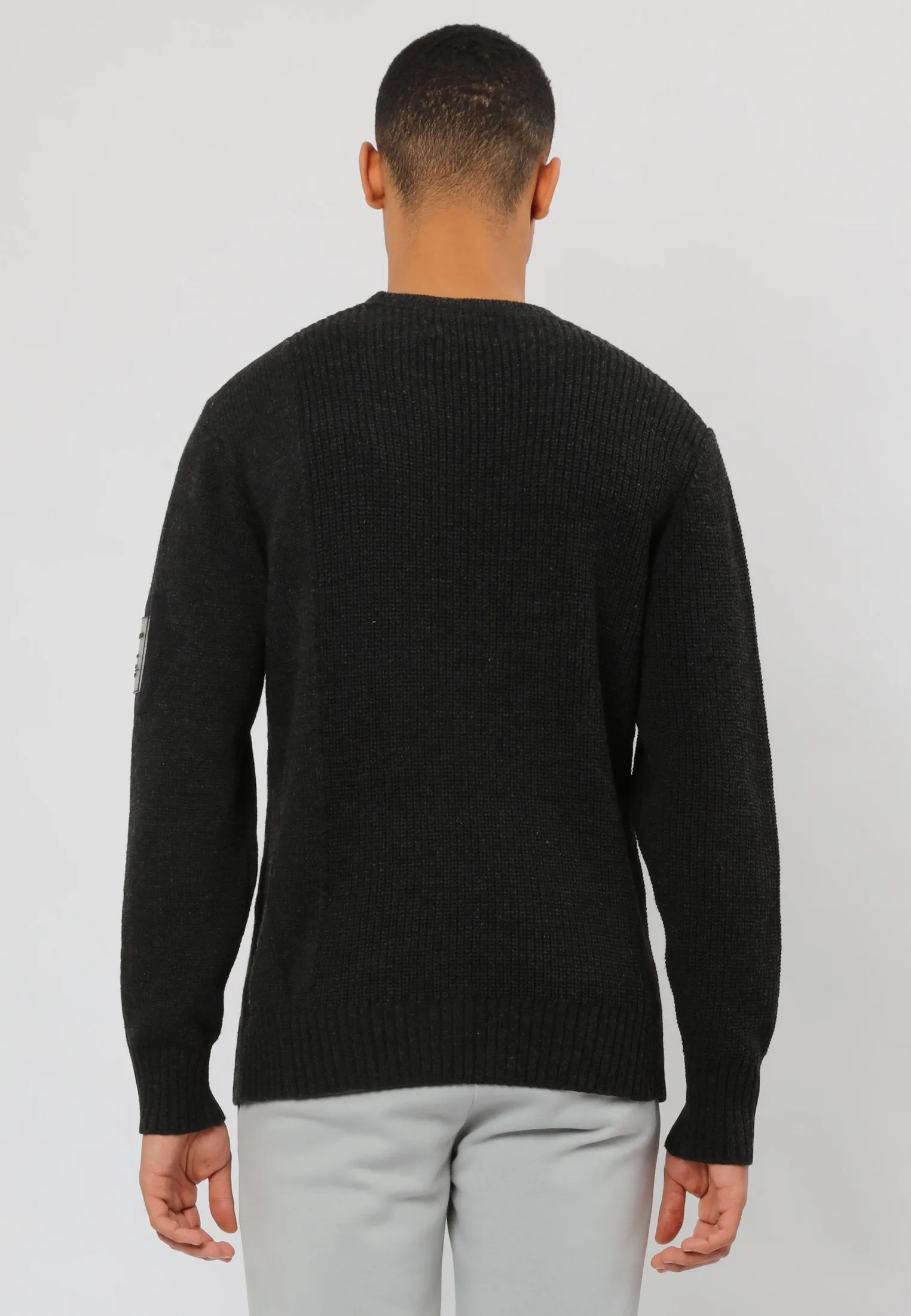 FRACTURED KNIT BLACK OYSTER