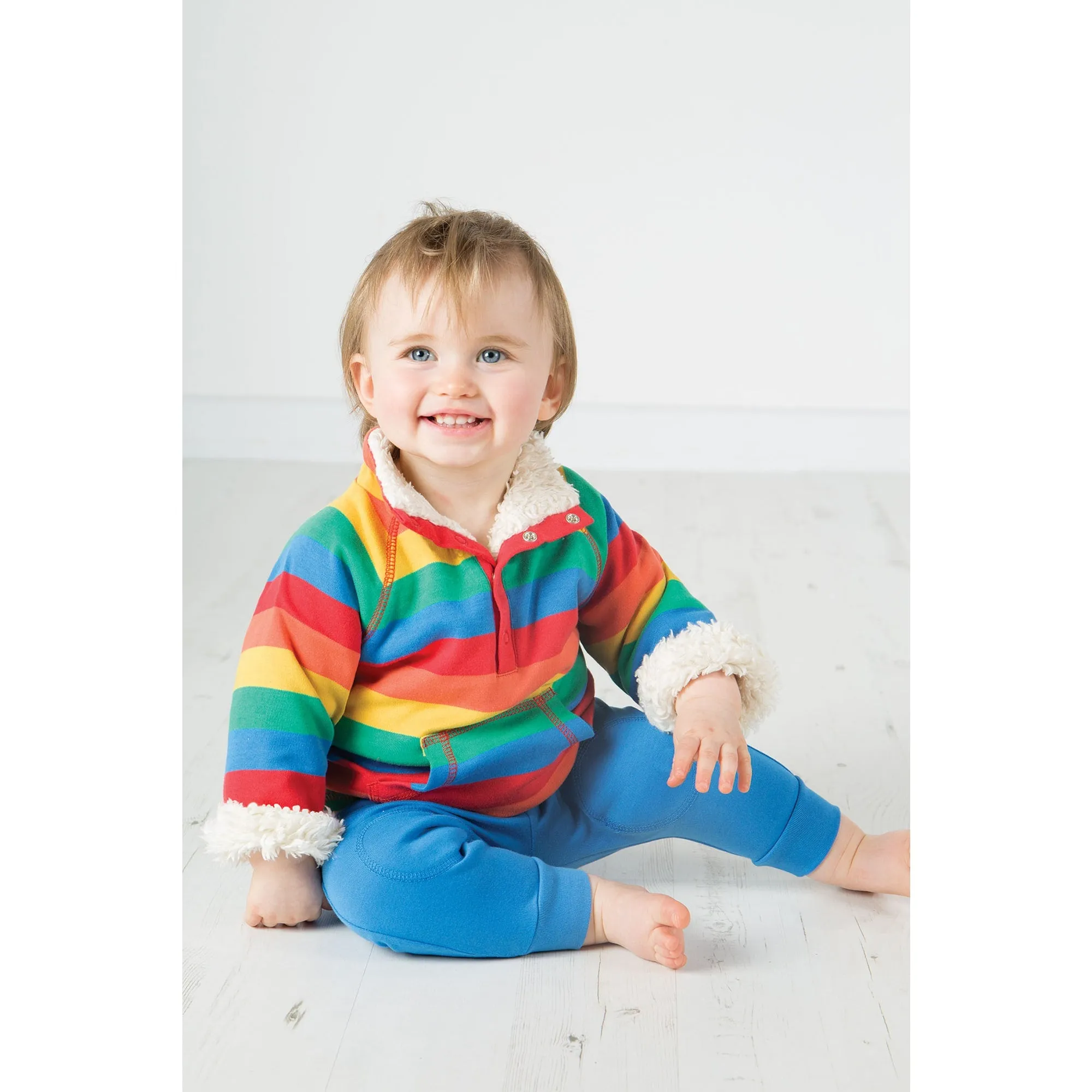 Frugi Kids Rainbow Stripe Snuggle Fleace - Shop Now