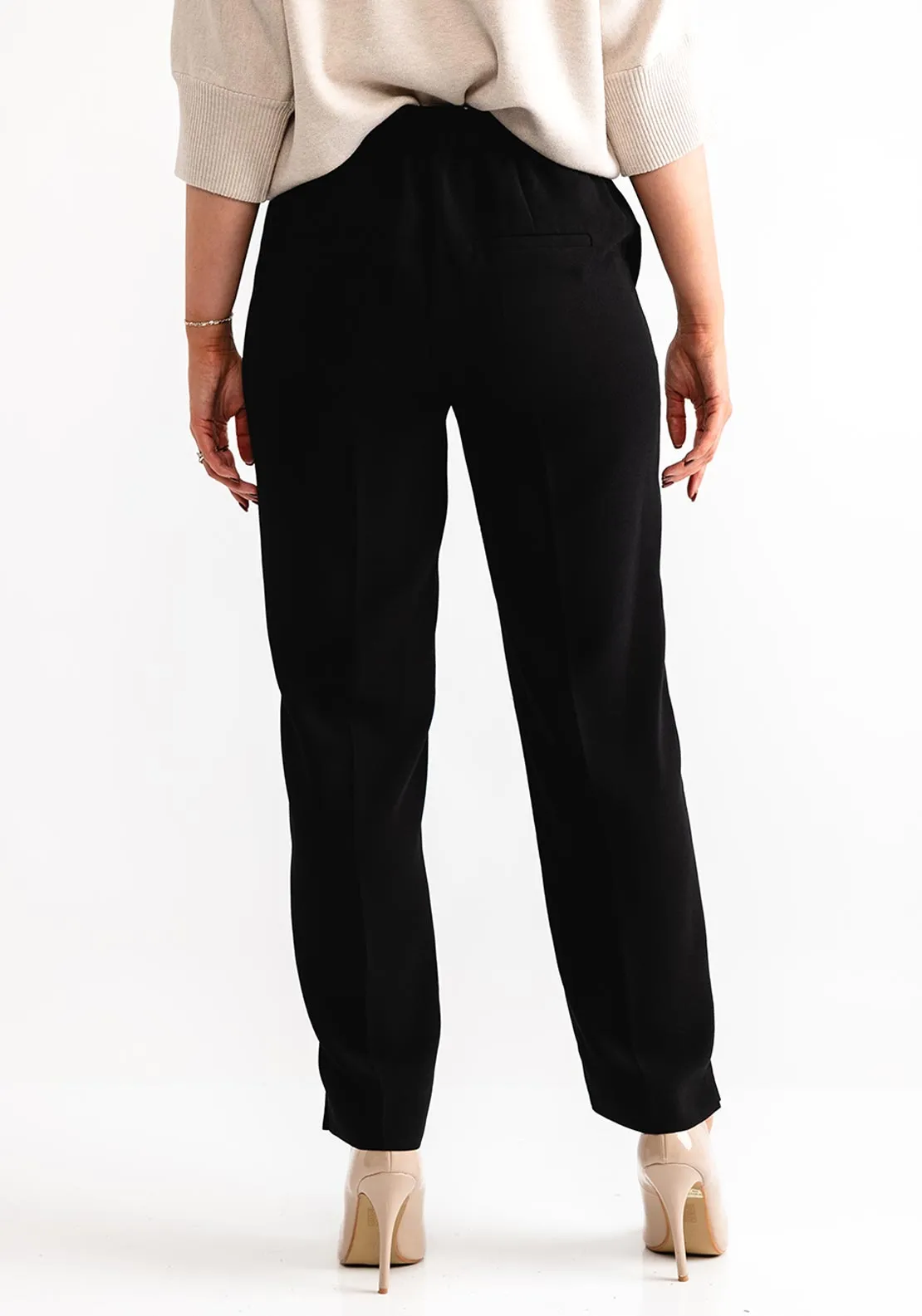 Gerry Weber Elasticated Waist Straight Leg Trousers, Black