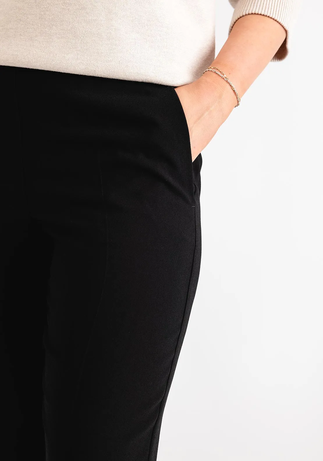 Gerry Weber Elasticated Waist Straight Leg Trousers, Black