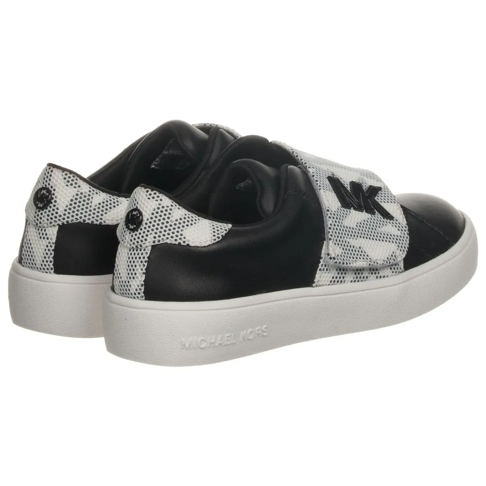 Girls Black Leather Trainers