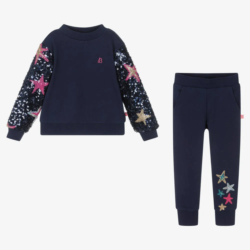 Blue Cotton Girls Tracksuit