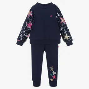 Blue Cotton Girls Tracksuit