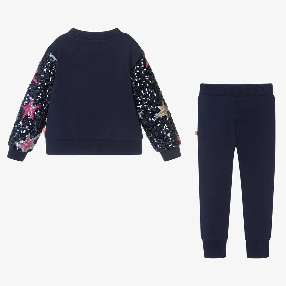 Blue Cotton Girls Tracksuit