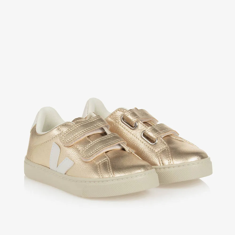 Girls Gold Leather Esplar Trainers