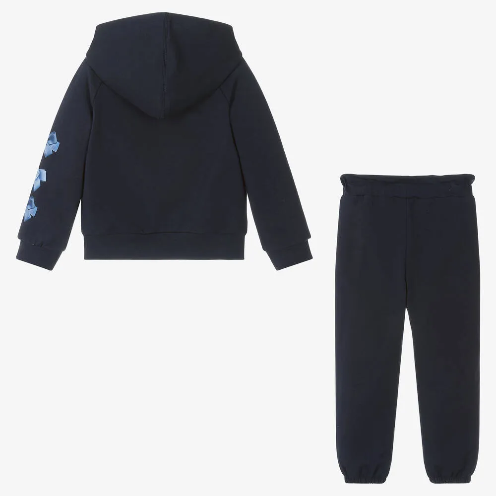 Girls Navy Blue Cotton Tracksuit