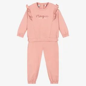 Beige Cotton Girls Tracksuit