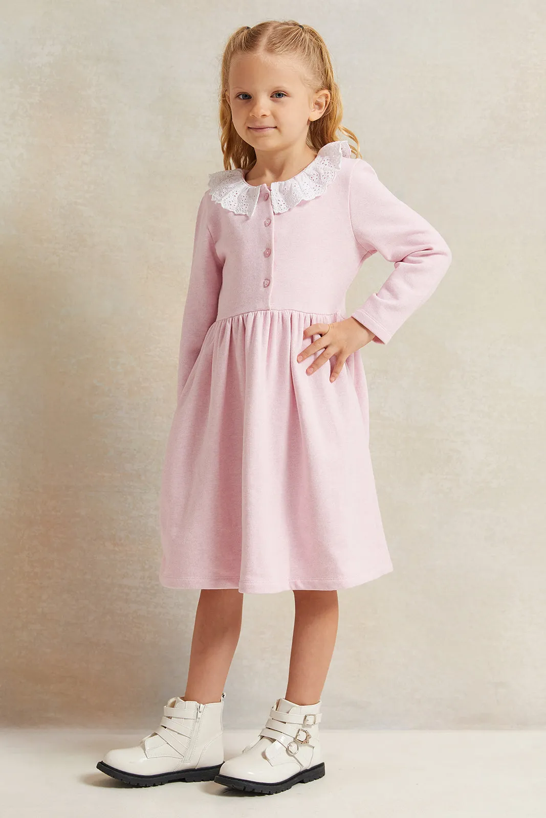 Girls Pink Embellished Dress