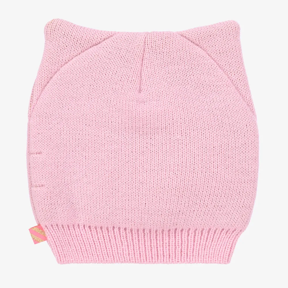 Girls Pink Knitted Cat Hat