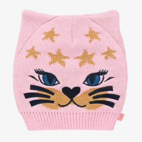 Girls Pink Knitted Cat Hat