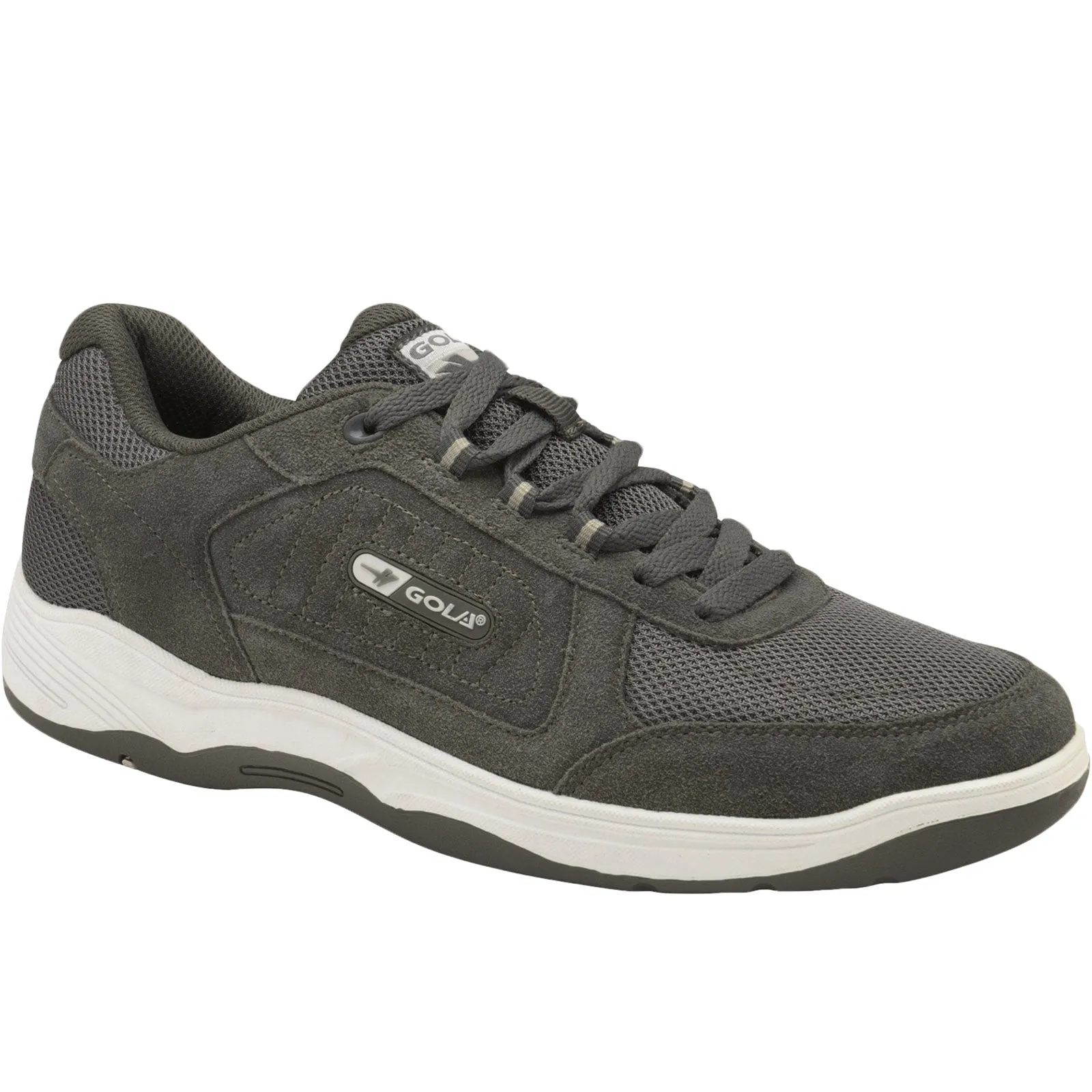 Gola Mens Belmont WF Retro Suede Wide Fitting Trainers - Charcoal