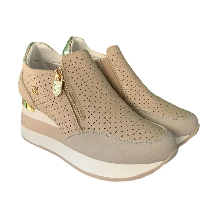 Gold Beige Sneakers - Gold & Gold GB826 Women's Shoes