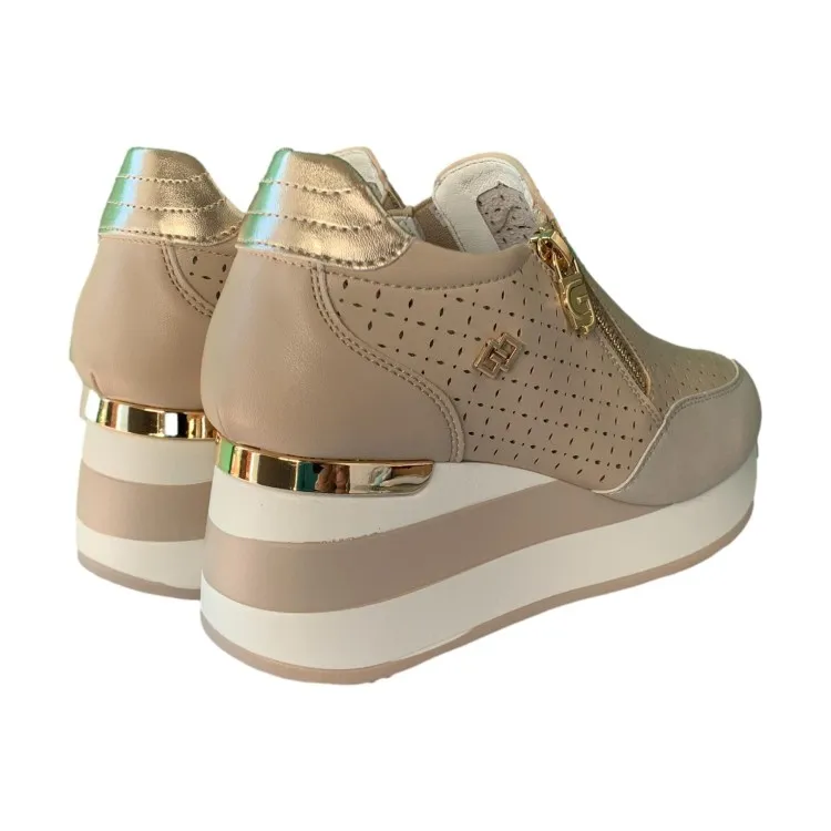 Gold Beige Sneakers - Gold & Gold GB826 Women's Shoes