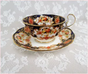 GORGEOUS Antique Royal Albert DERBY Teacup & Saucer,Lots of Hand Painting, English Bone China,Cabinet Cup & Saucer,Collectible V