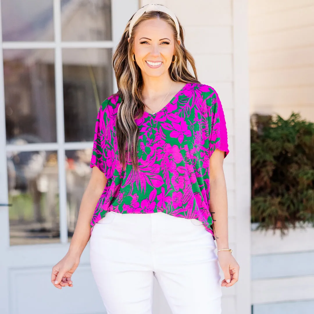 Green and Fuchsia Spring Top