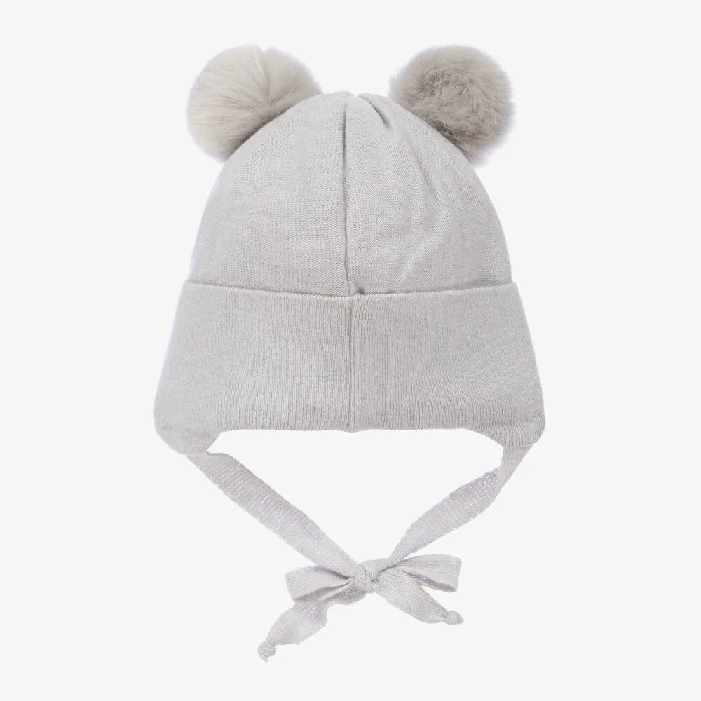 Grey Pom-Pom Baby Hat