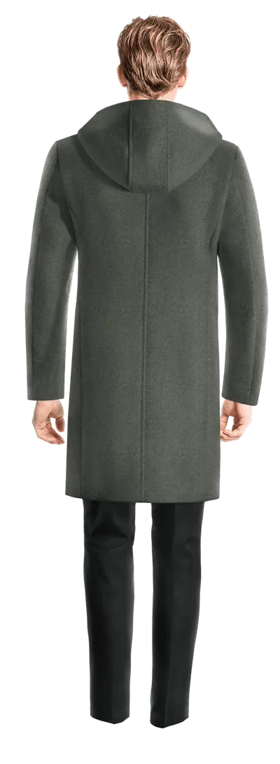 Grey Pure Wool Duffle Coat