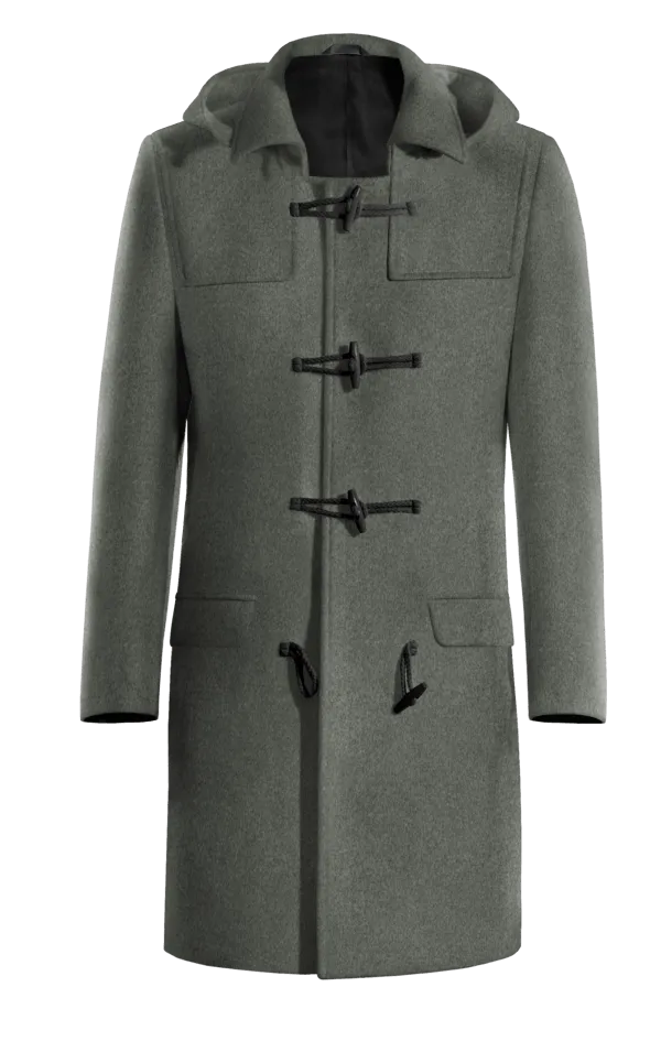 Grey Pure Wool Duffle Coat