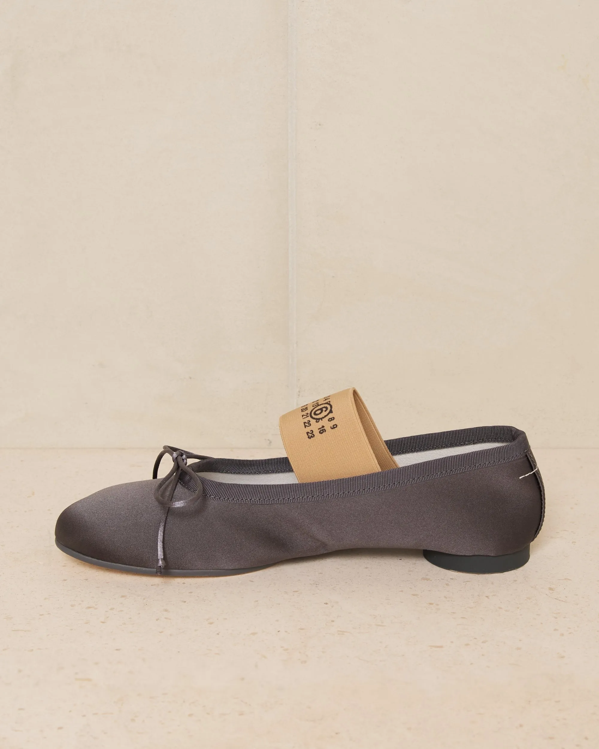 Grey Satin Anatomic Ballerina Shoes