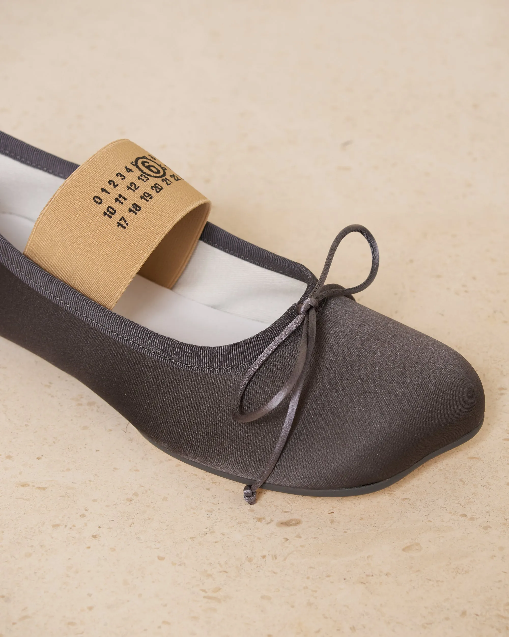 Grey Satin Anatomic Ballerina Shoes