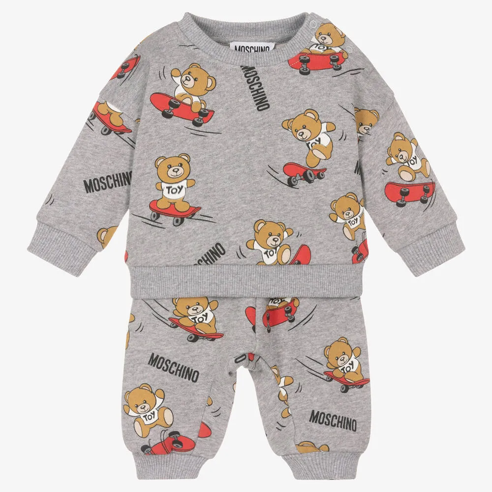 Grey Skateboarding Teddy Bear Tracksuit