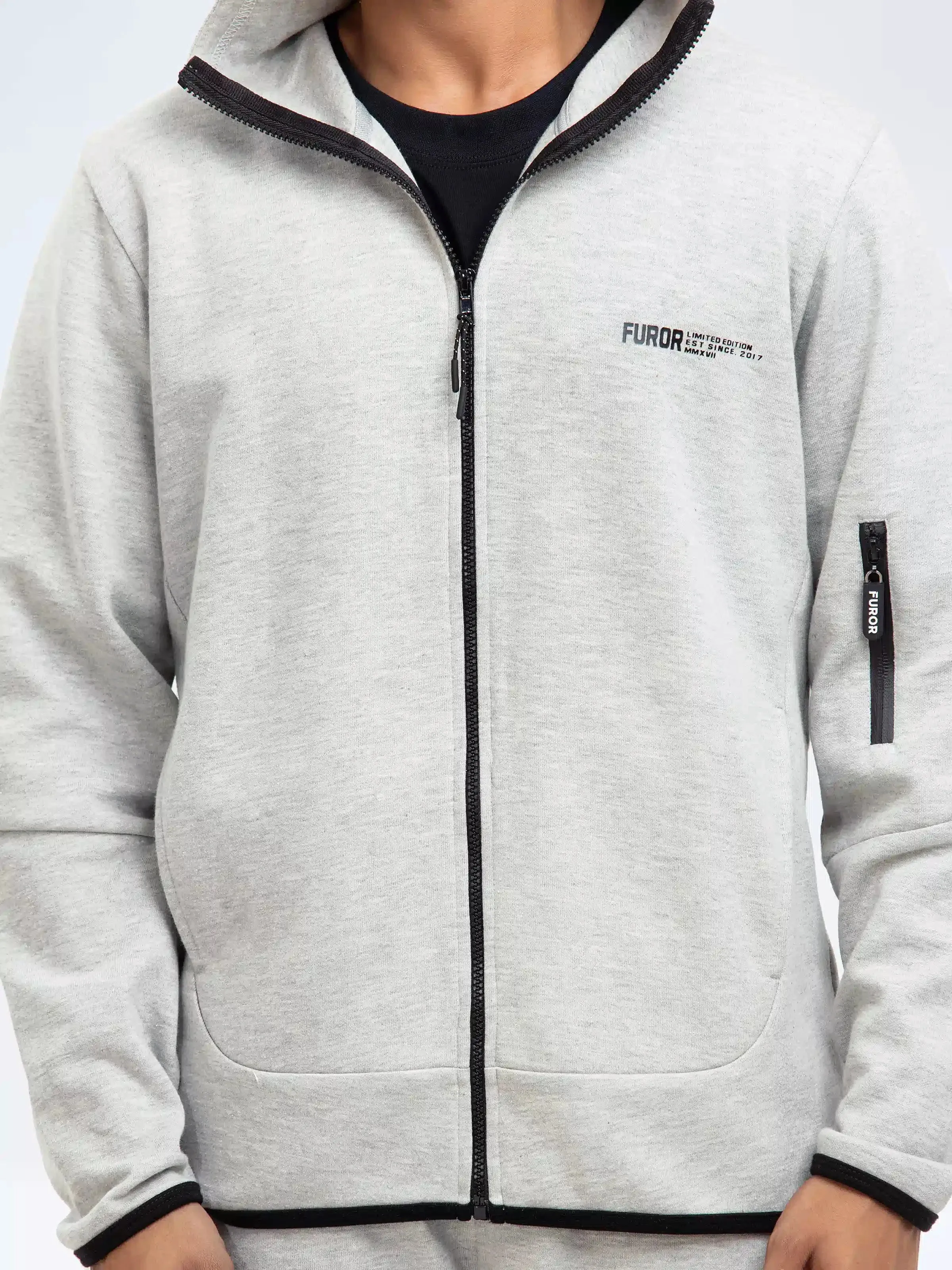 Grey Zipper Jacket | Tracksuit - FMTTKS24-015