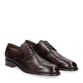 Griffi dark brown kangaroo toe derby lace-up shoes - Al Siletto | Al Siletto