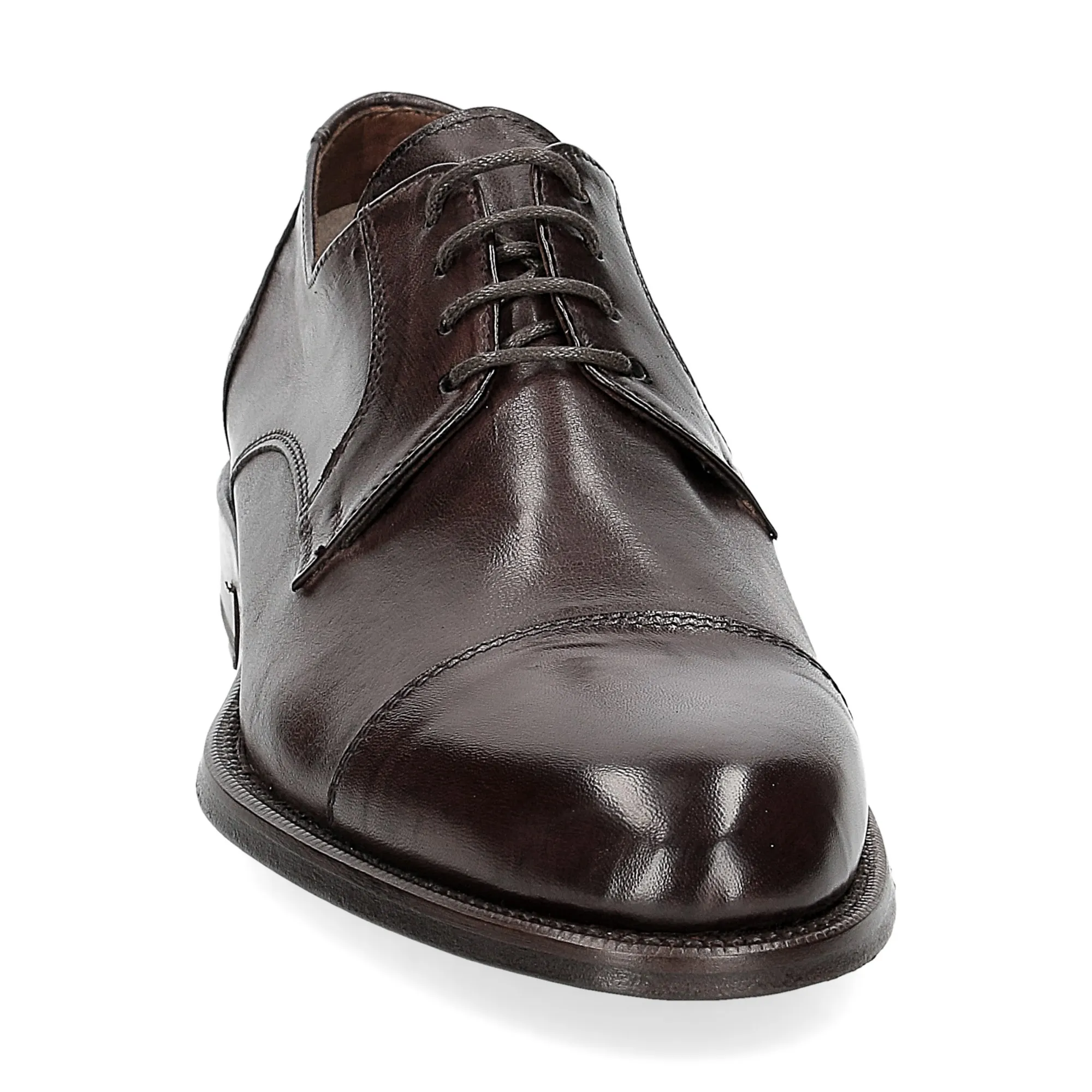 Griffi dark brown kangaroo toe derby lace-up shoes - Al Siletto | Al Siletto