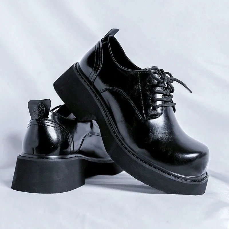 Gusan Extra Round Toe Glossy Derby Shoes