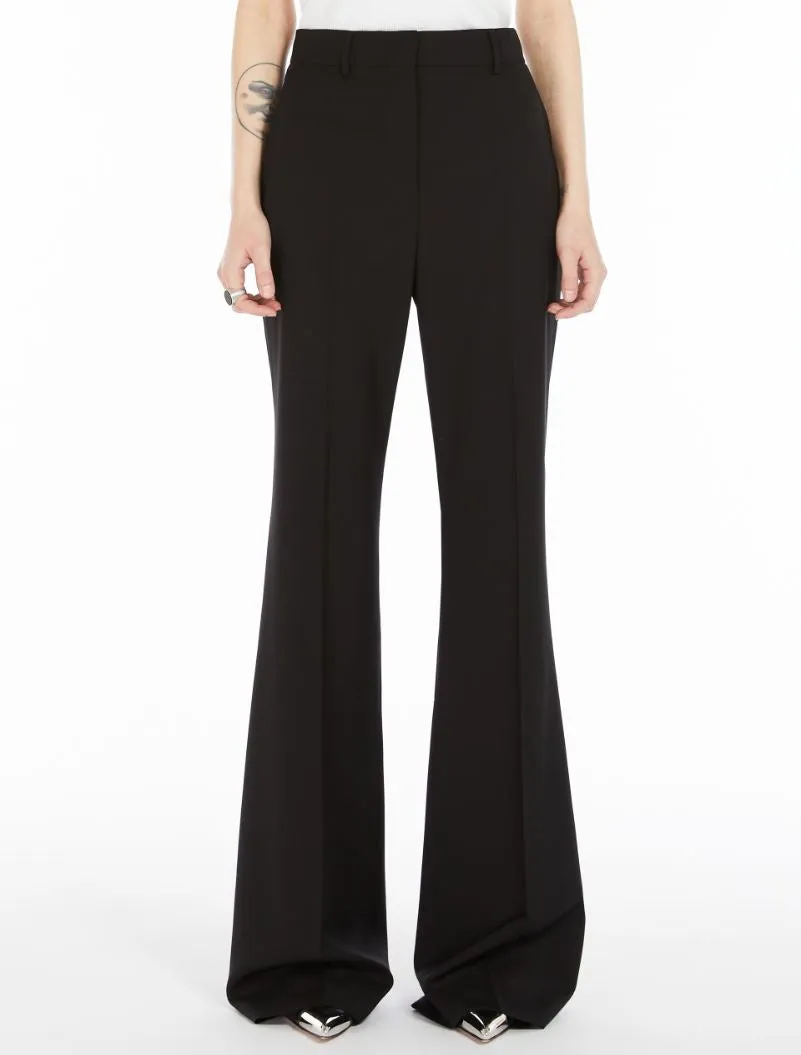 HANGAR flared mid-rise wool trousers, black