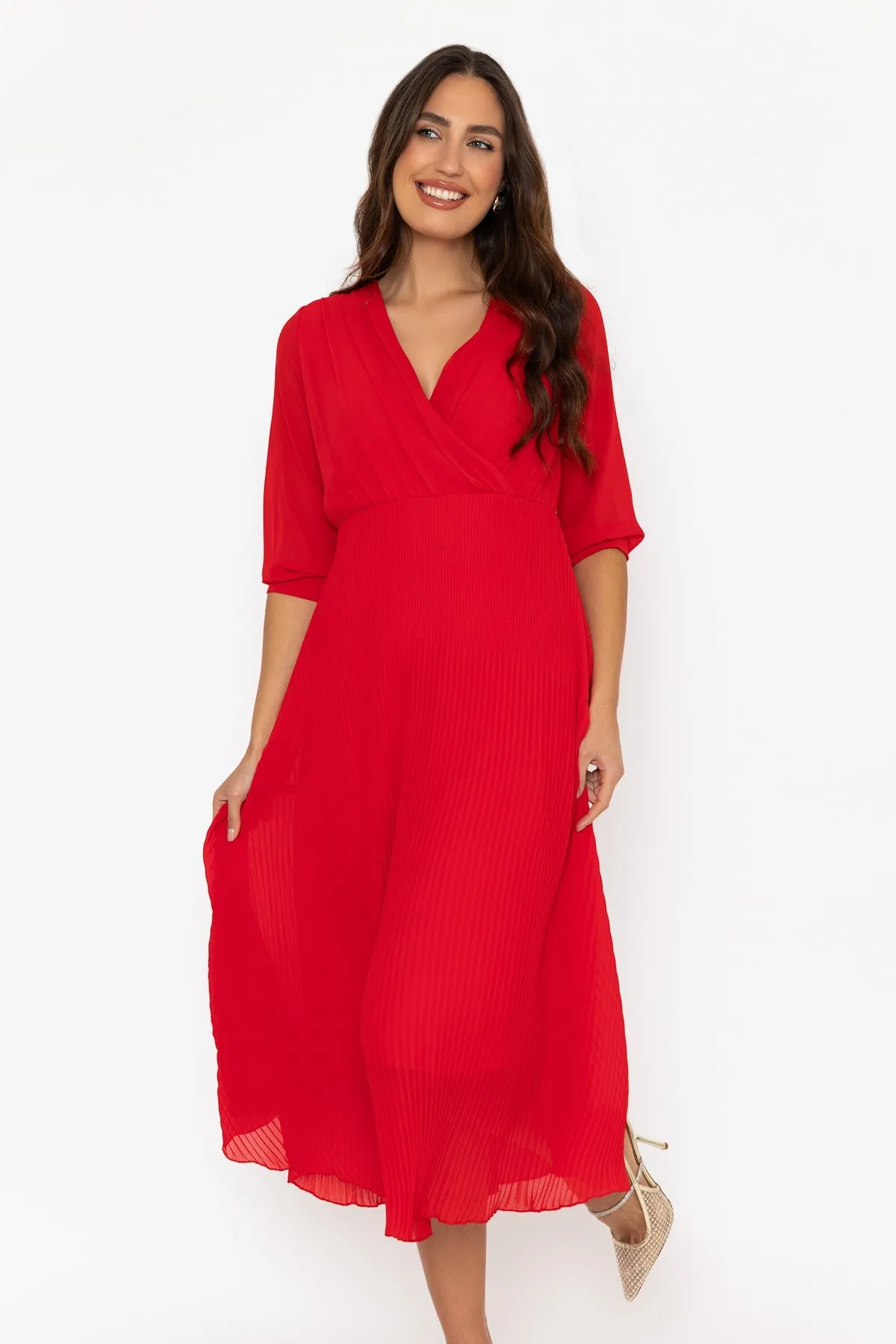 Hannah Midi Dress in Red