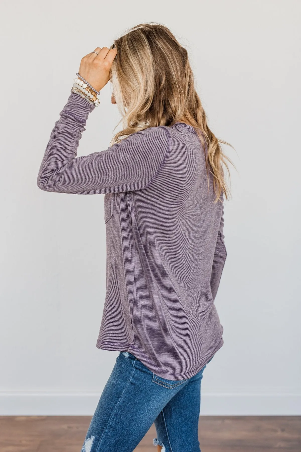 Knit Pocket Top- Eggplant