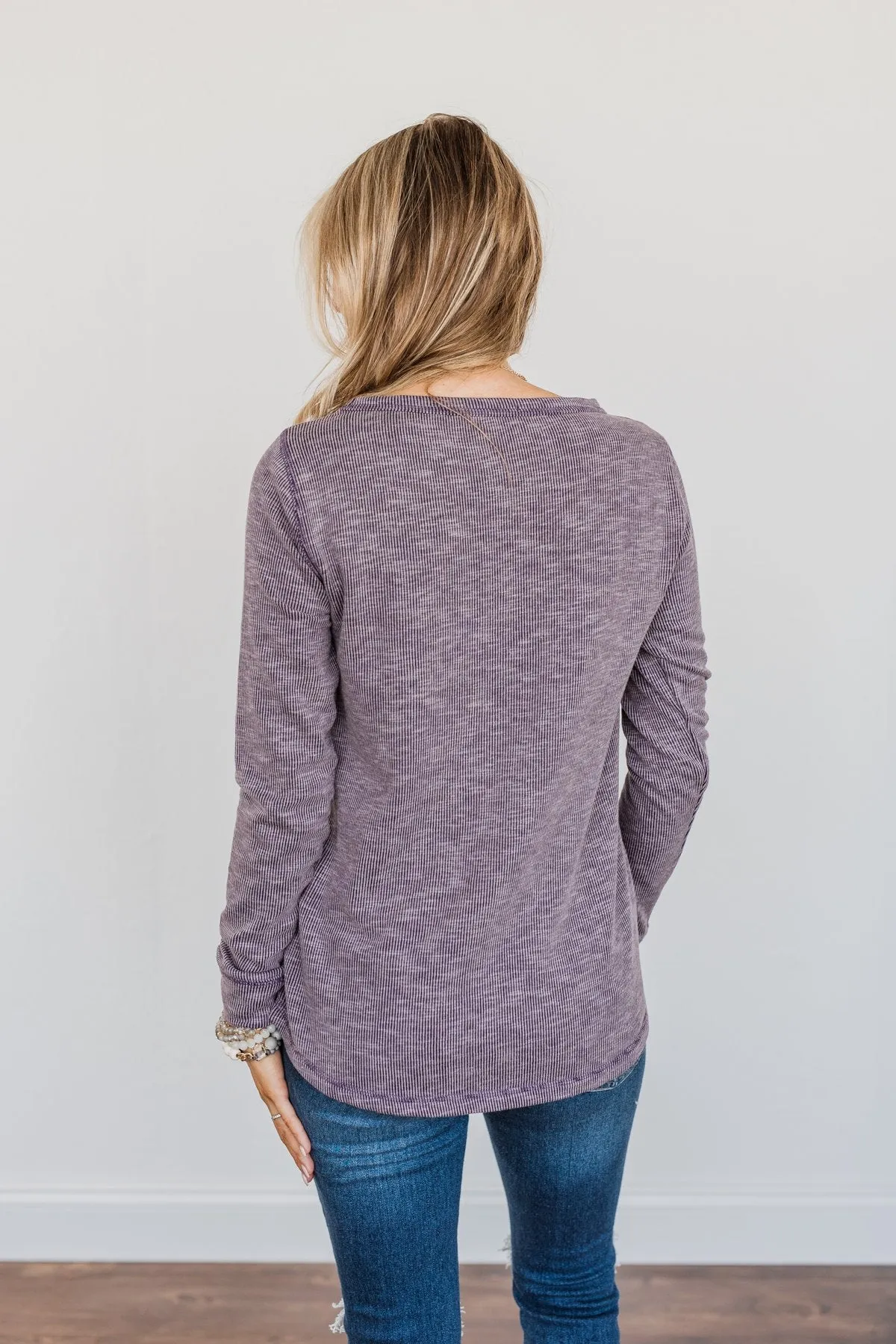 Knit Pocket Top- Eggplant