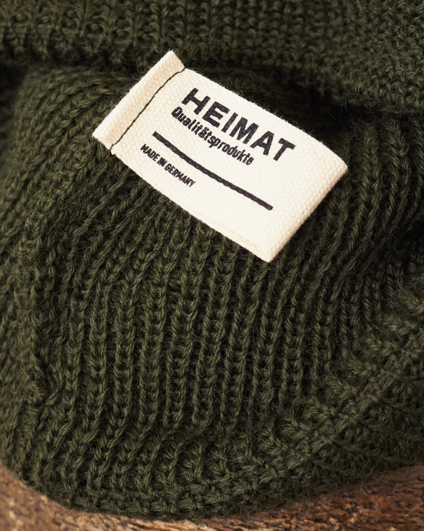 Heimat Wool U Boat Bobble Hat Military Green