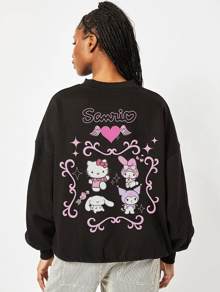 Hello Kitty x Skinnydip Mixed Character Sweatshirt In Black