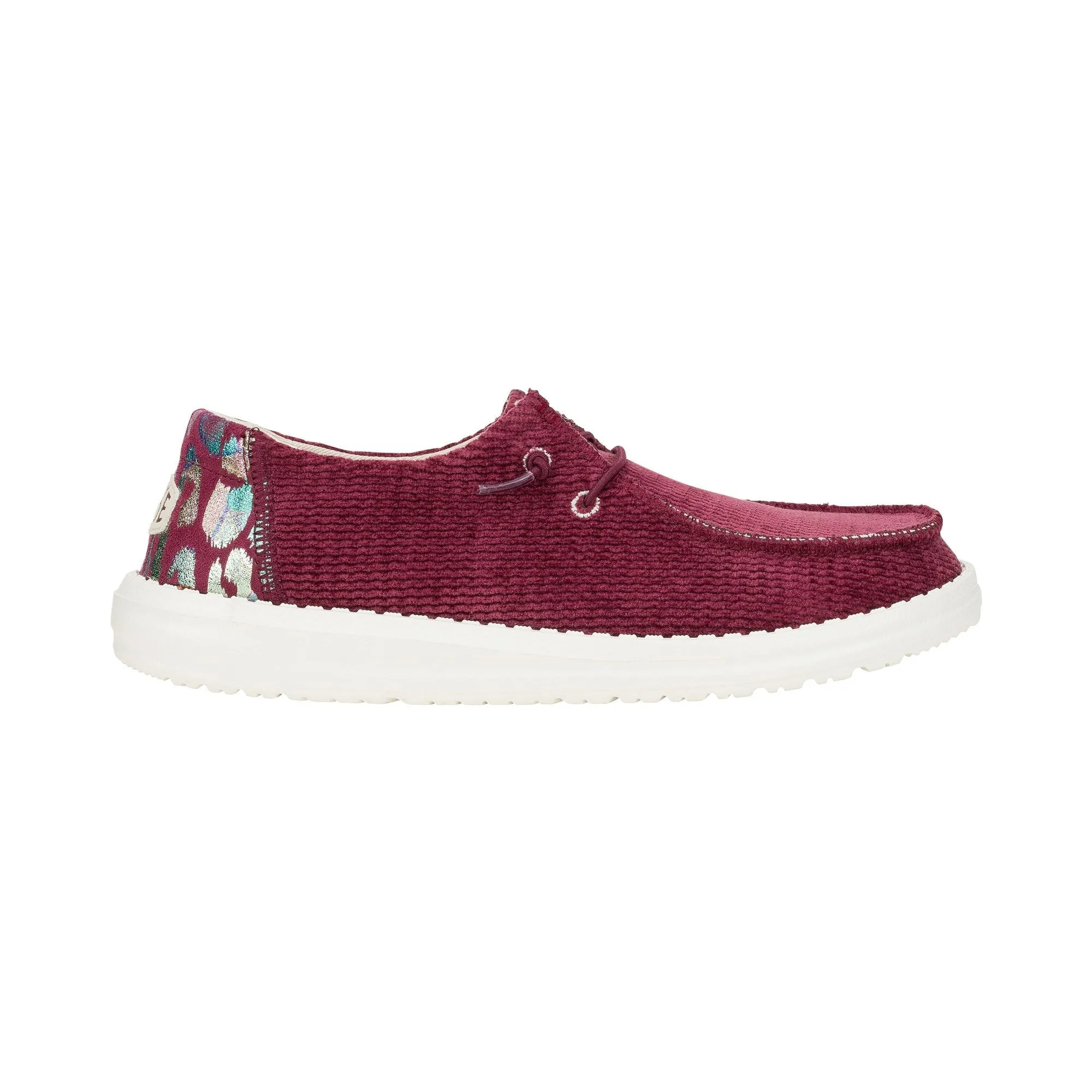 HEYDUDE Wendy Corduroy Leo Womens Shoes - Burgundy