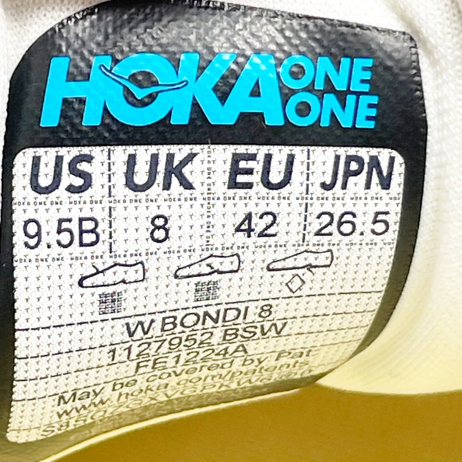 Hoka One One Womens Bondi 8 1127952 BSW White Running Shoes Sneakers Size 9.5 B