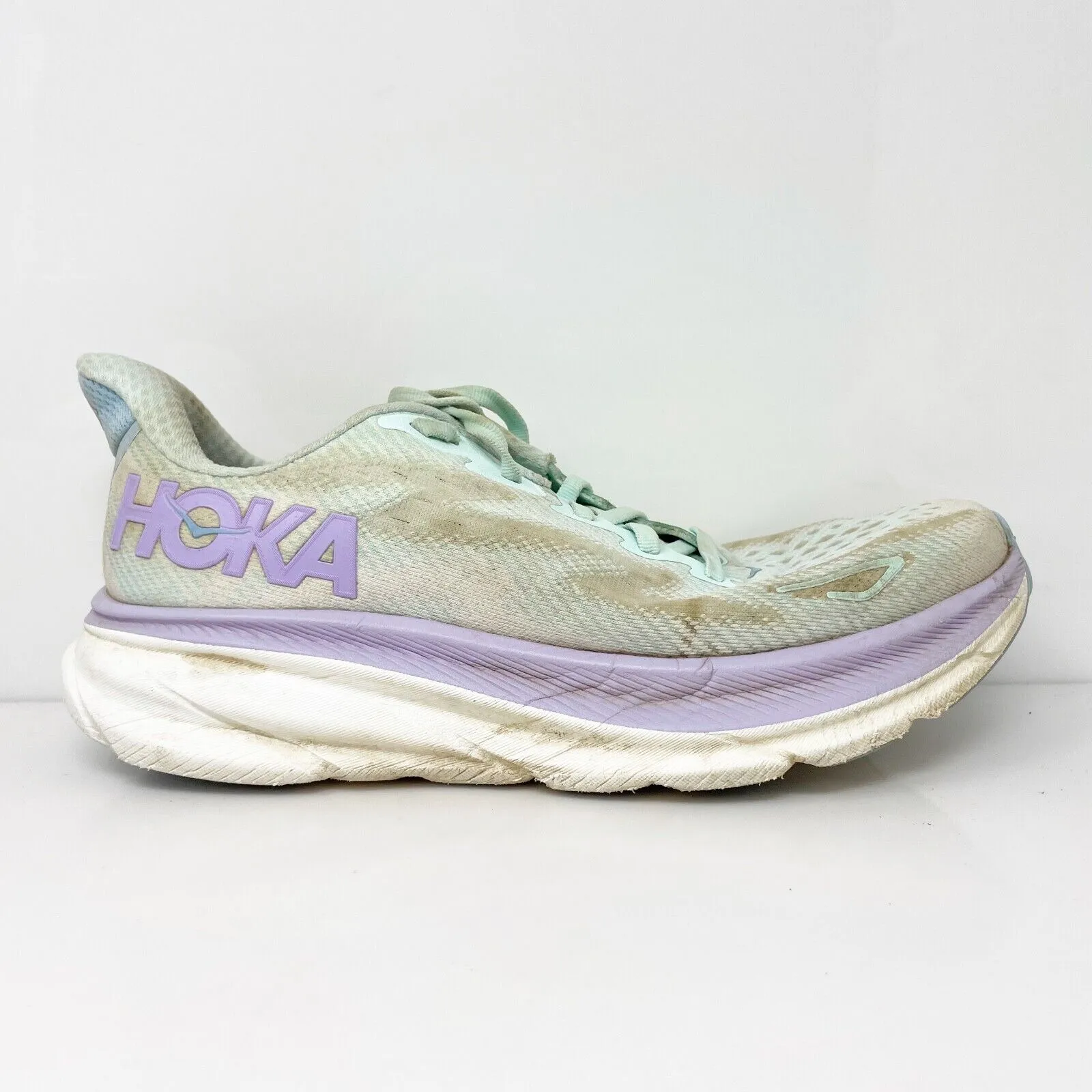 Hoka One One Womens Clifton 9 1127896 SOLM Blue Running Shoes Sneakers Size 8 B