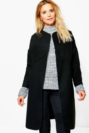 Holly Collarless Wool Look Coat