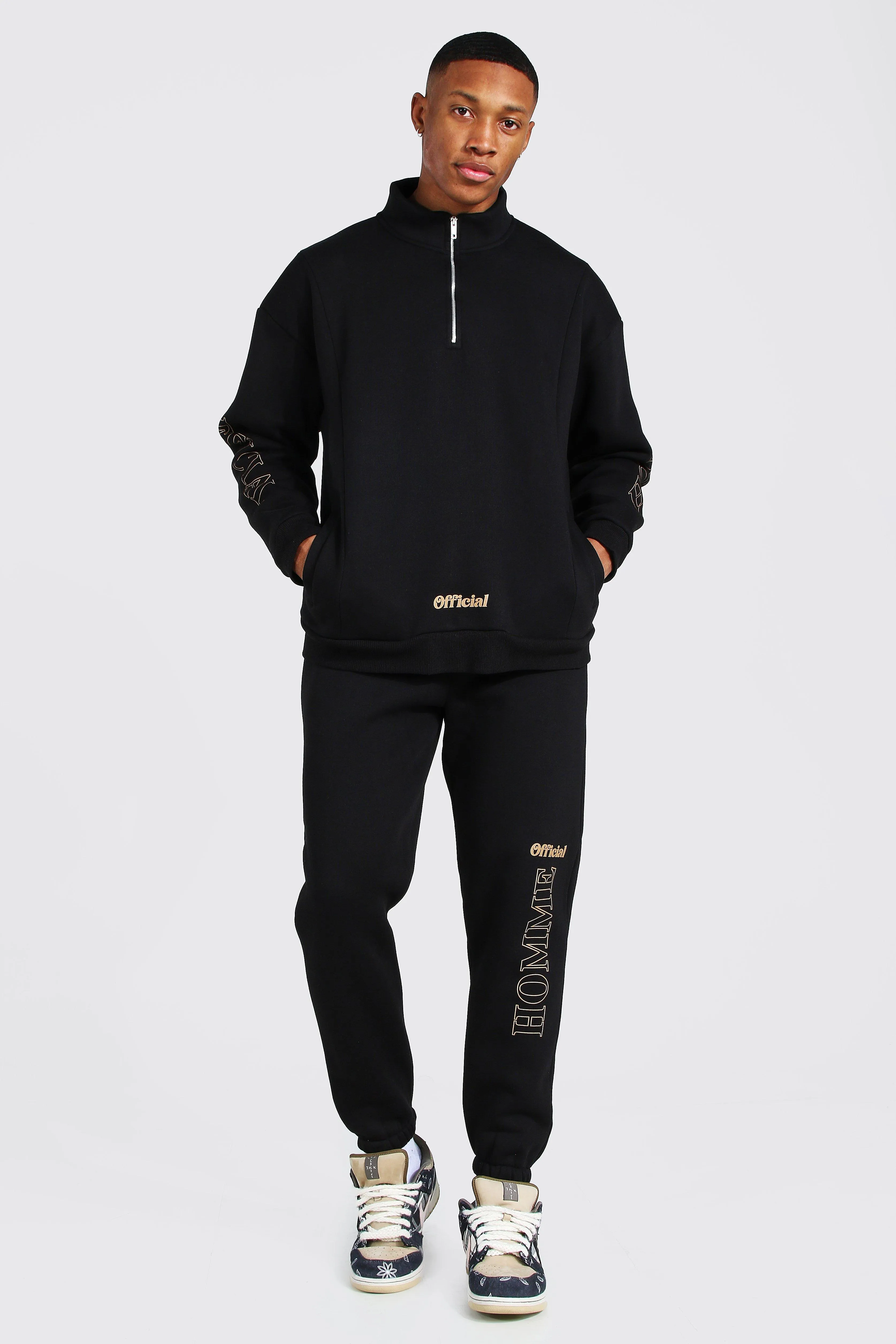 Homme Oversized Funnel Neck Tracksuit | boohooMAN UK