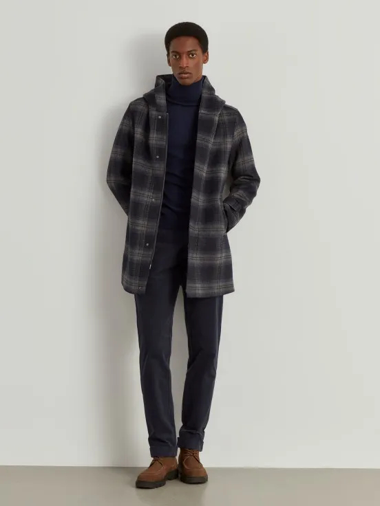 Hooded checkered jacket.