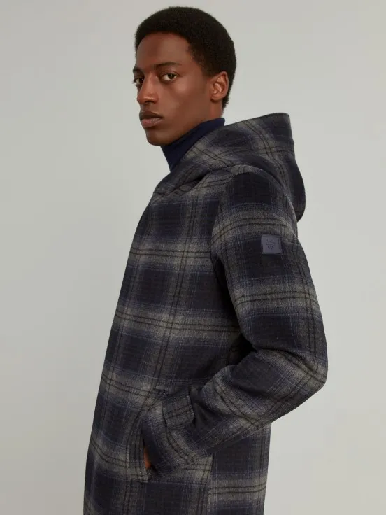 Hooded checkered jacket.